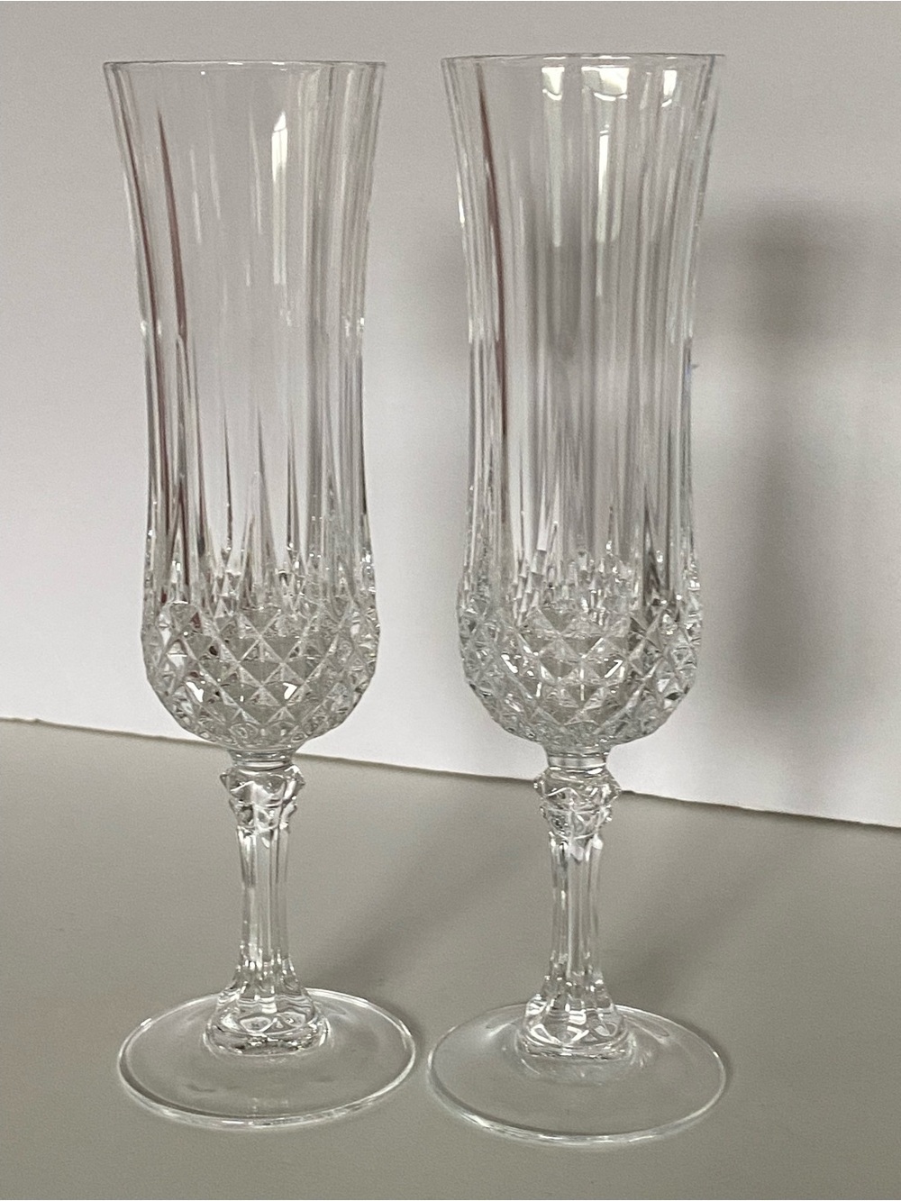 Cristal D Arques Longchamp Crystal Fluted Champagne Glasses 8" Set Of 2 Pair